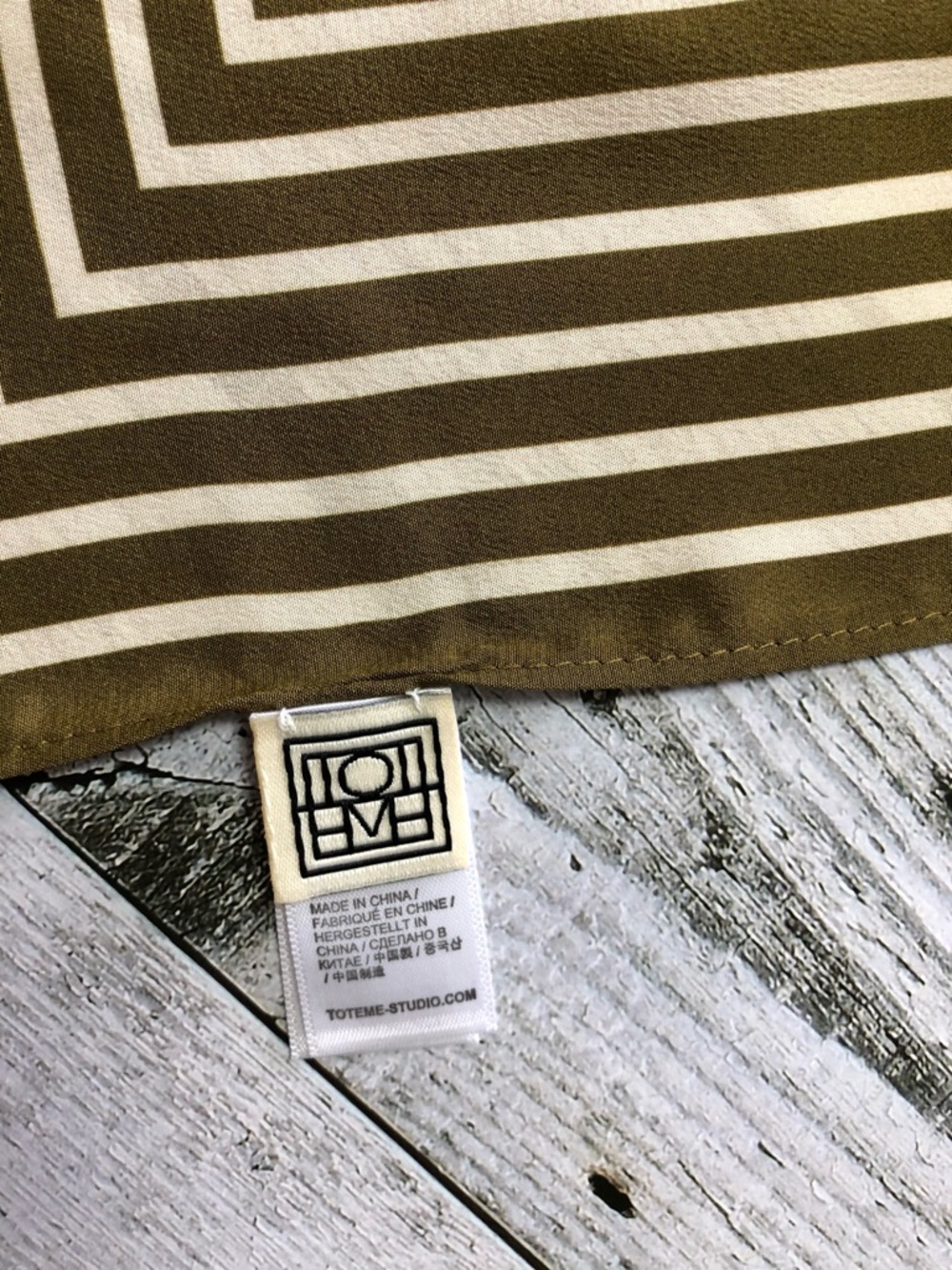 Toteme Olive and Cream Striped Square Scarf - Picture 7 of 7